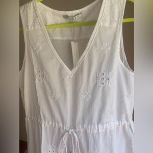Swimwear White Cotton Dress/Cover Up,Sz M